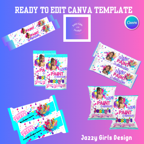 Painters Bundle Party Favors Canvas Design & Template (5 Editable templates and Designs)