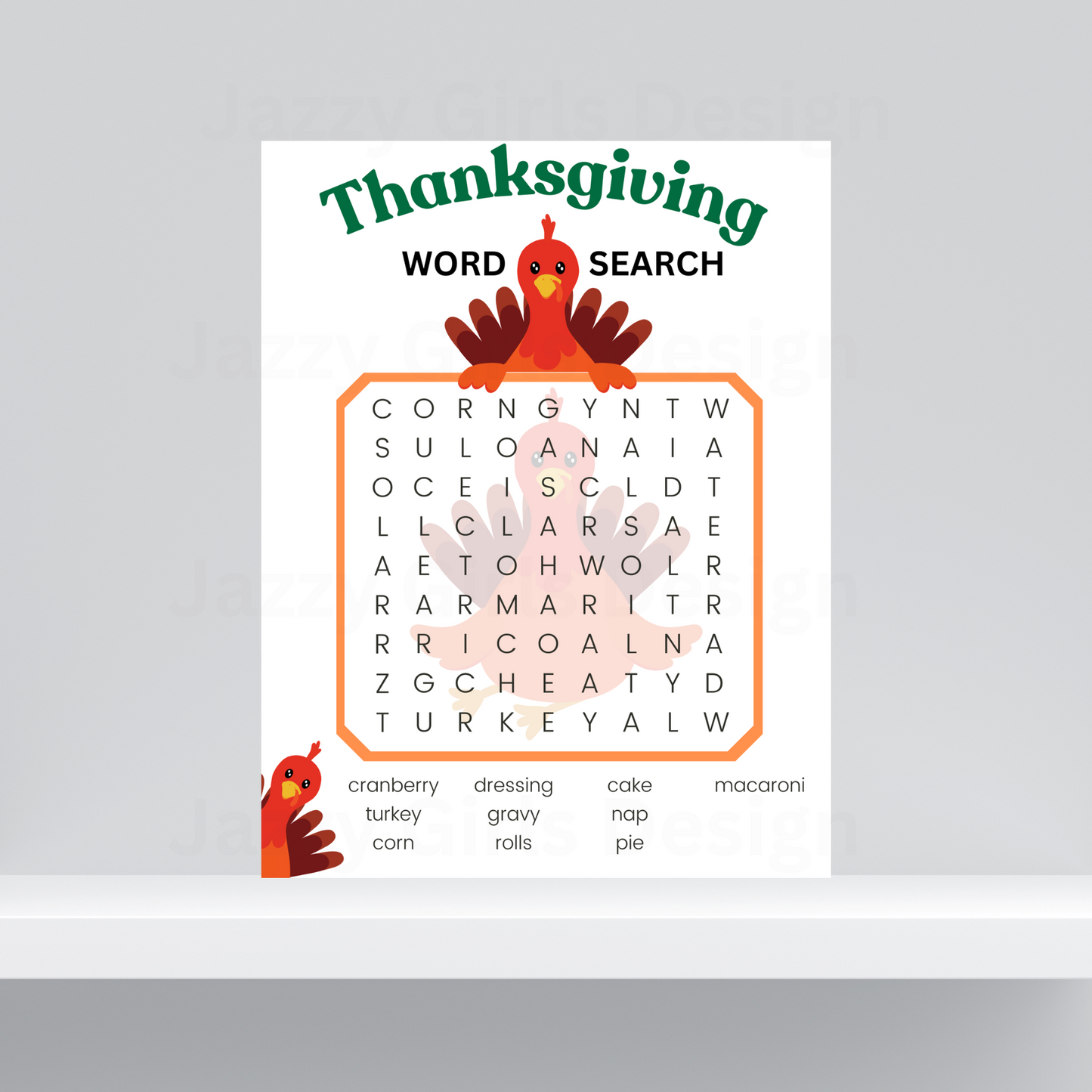 Thanksgiving Word Search Editable Template